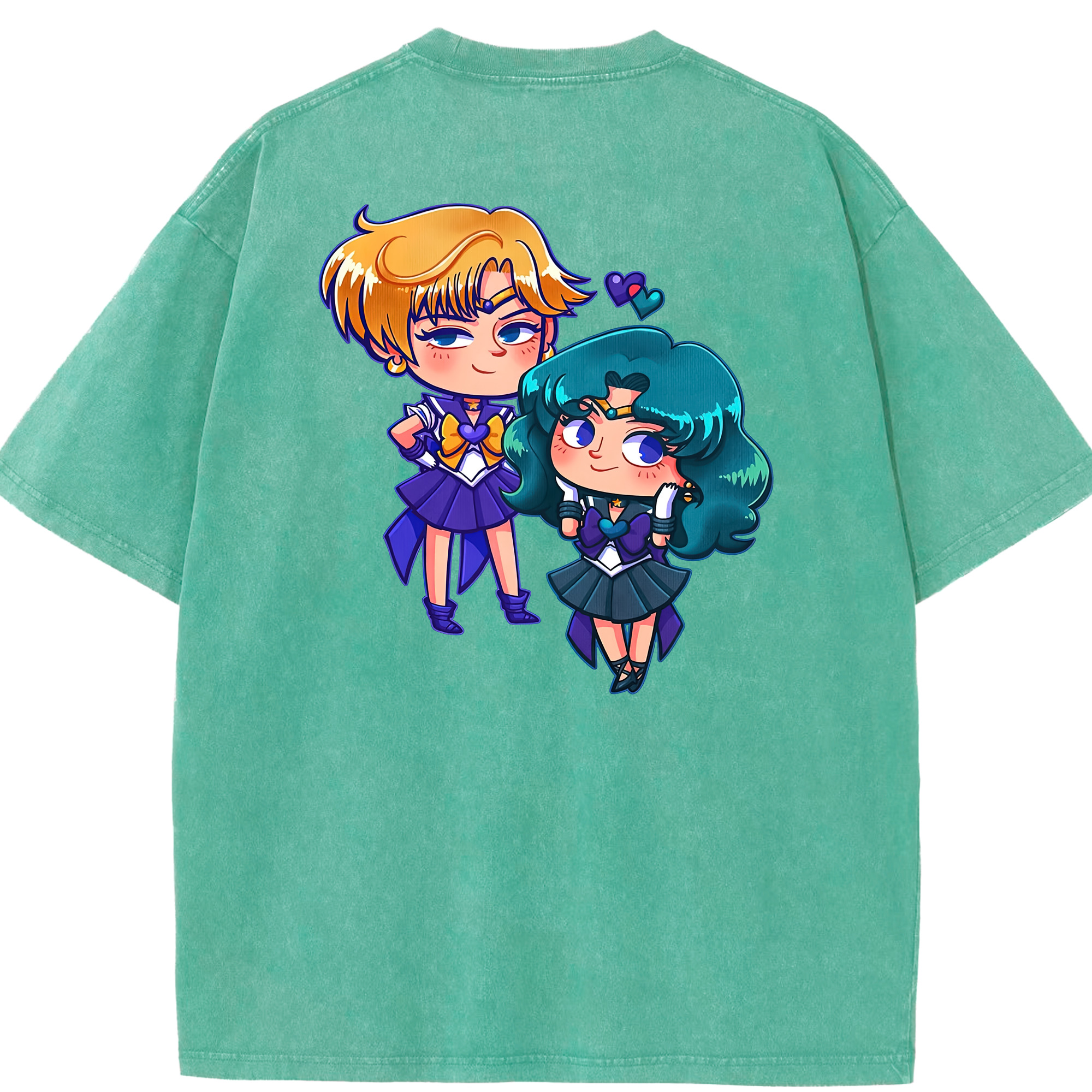 （画像用） 美少女戦士セーラームーン 天王はるか Sailor Moon Tenoh Haruka 綿100% ヴィンテージ風 半袖Tシャツ（背面プリント）